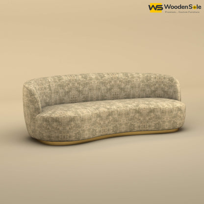 Rene Curved Modern 3-Seater Sofa (Cotton, Patchy Cream)