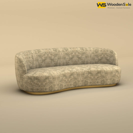 Rene Curved Modern 3-Seater Sofa (Cotton, Patchy Cream)