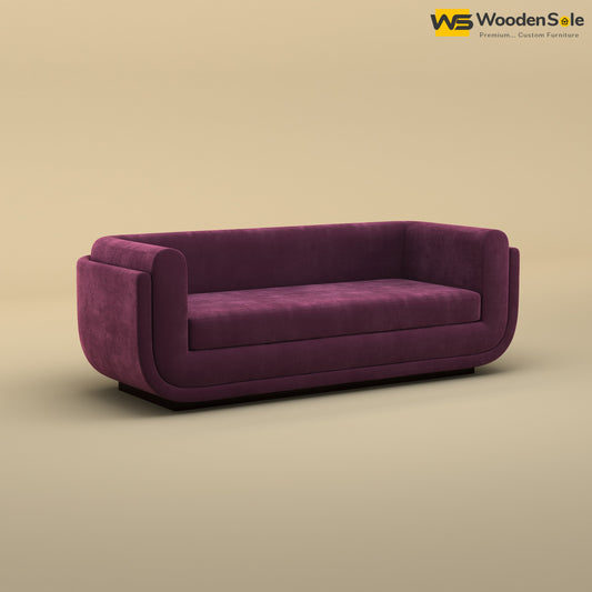 Vedant Three Seater Sofa (Velvet, Dark Purple)