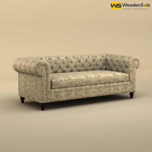 Maharaja Fabric 3 Seater Sofa (Cotton, Patchy Cream)