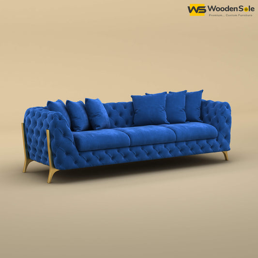 Adhira 3 Seater Premium Sofa (Velvet, Royal Blue)