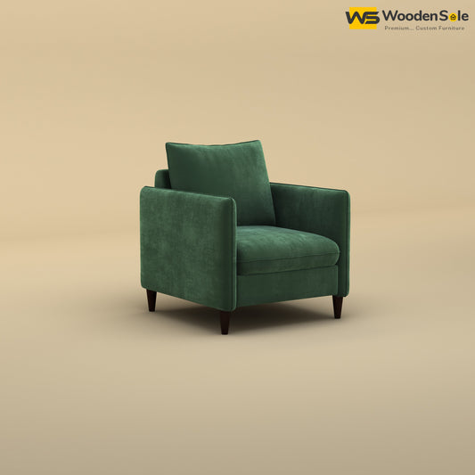 Citron 1 Seater Fabric Sofa (Velvet, Forest Green)