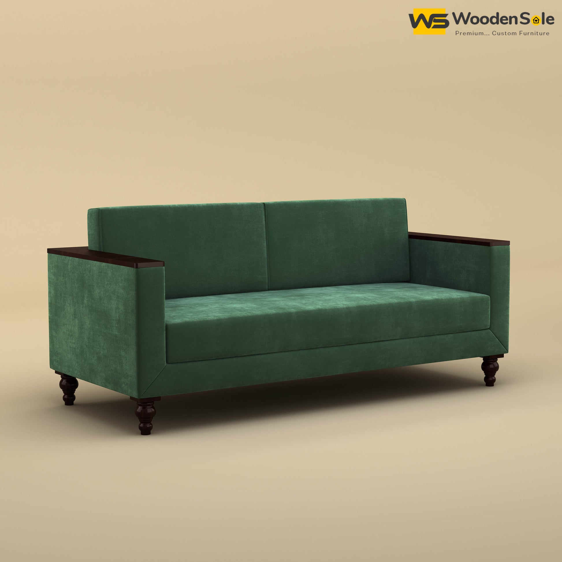 Tivoli 3 Seater Fabric Sofa (Velvet, Forest Green)