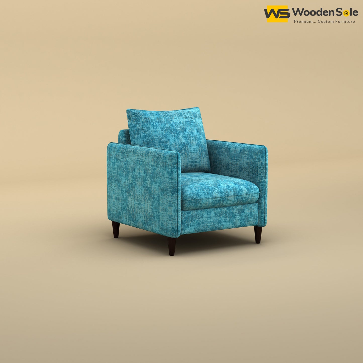 Citron 1 Seater Fabric Sofa (Cotton, Teal Blue)