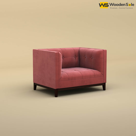 Loren One Seater Fabric Sofa (Velvet, Pink)