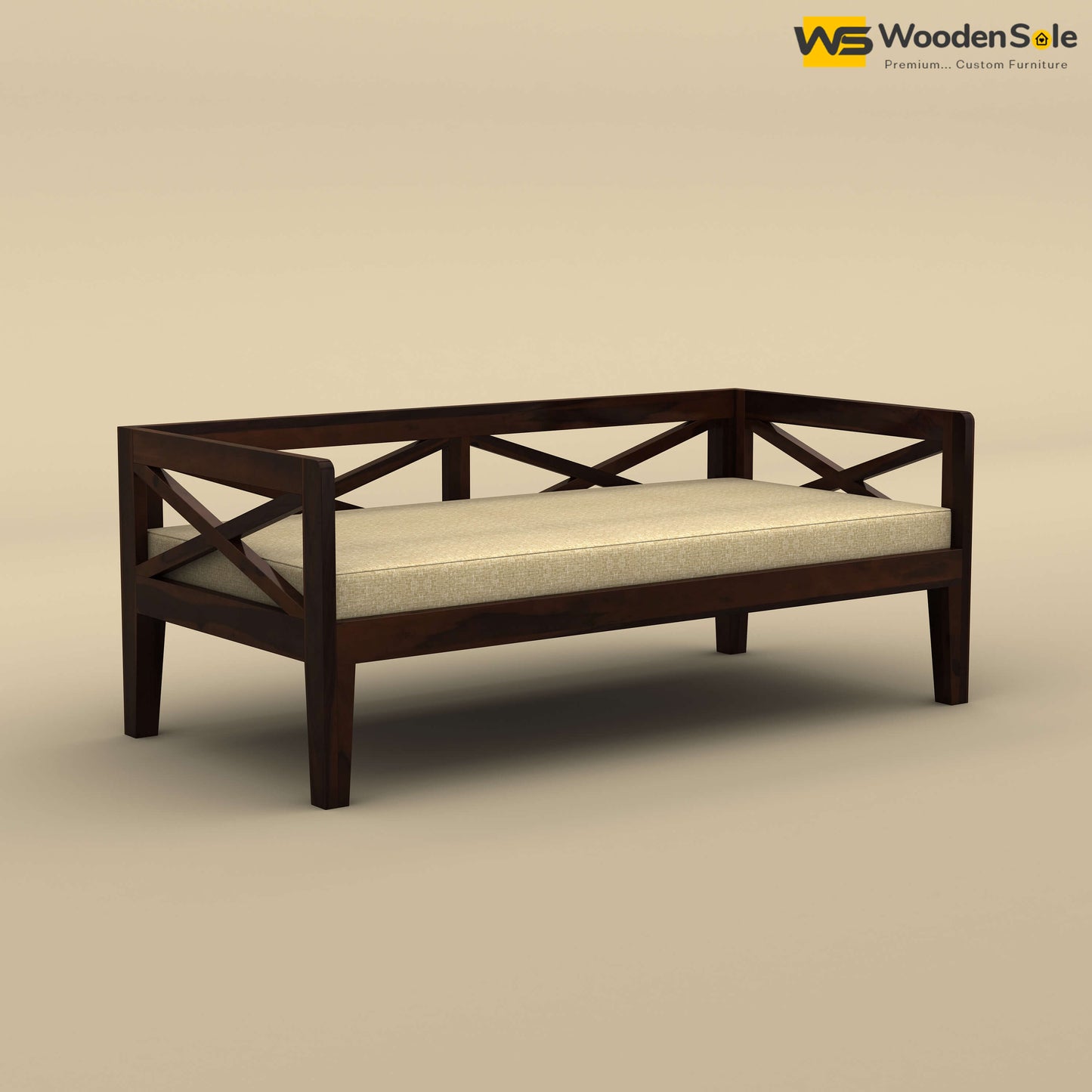 Edward Diwan Bed With Mattress (Walnut Finish)
