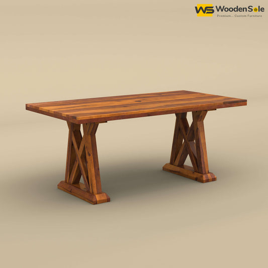 Criss Cross 6 Seater Dining Table (Honey Finish)