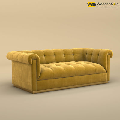 Morrison 3 Seater Fabric Sofa (Velvet, Mustard Yellow)