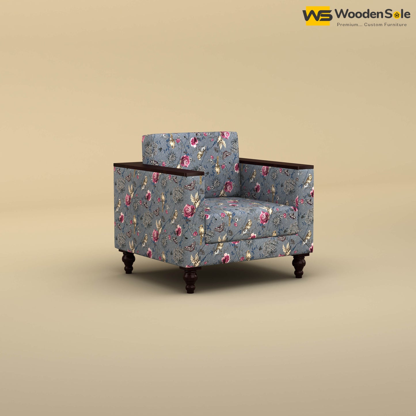 Tivoli 1 Seater Fabric Sofa (Cotton, Floral Printed)