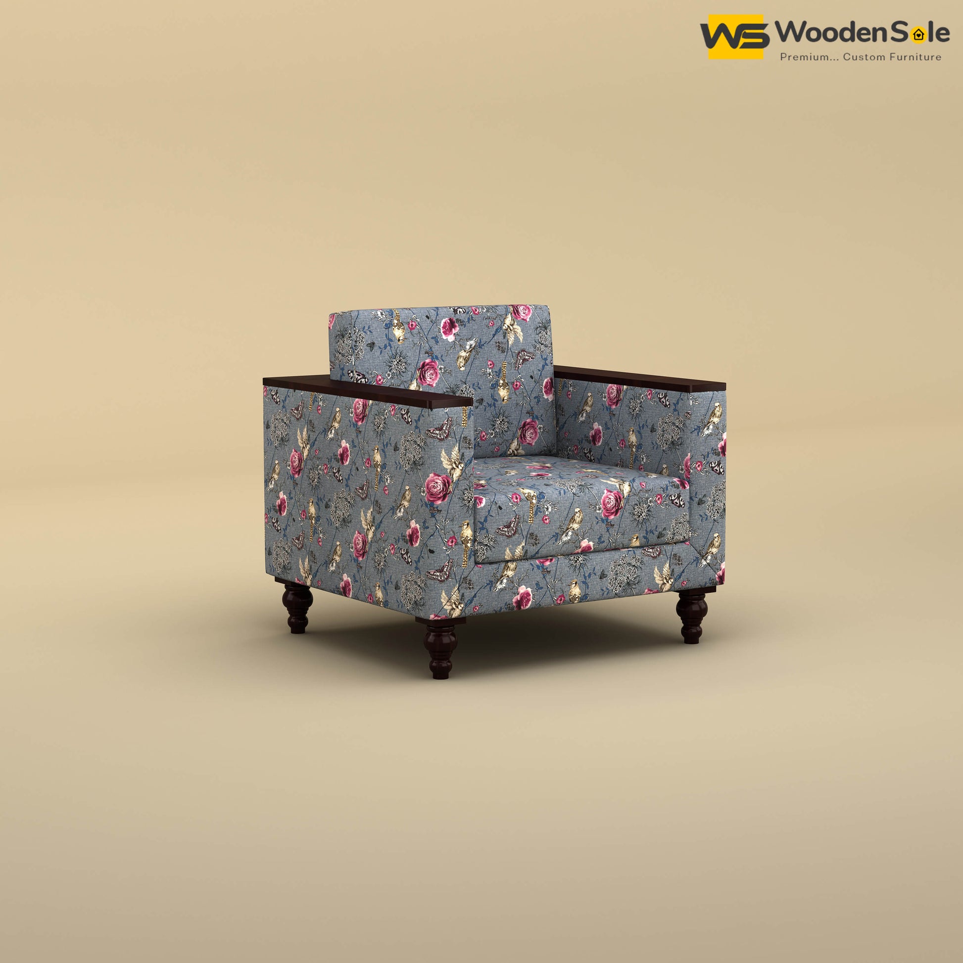 Tivoli 1 Seater Fabric Sofa (Cotton, Floral Printed)