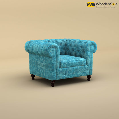 Maharaja Fabric 1 Seater Sofa (Cotton, Teal Blue)