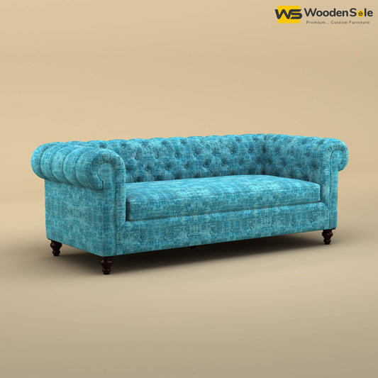 Maharaja Fabric 3 Seater Sofa (Cotton, Teal Blue)