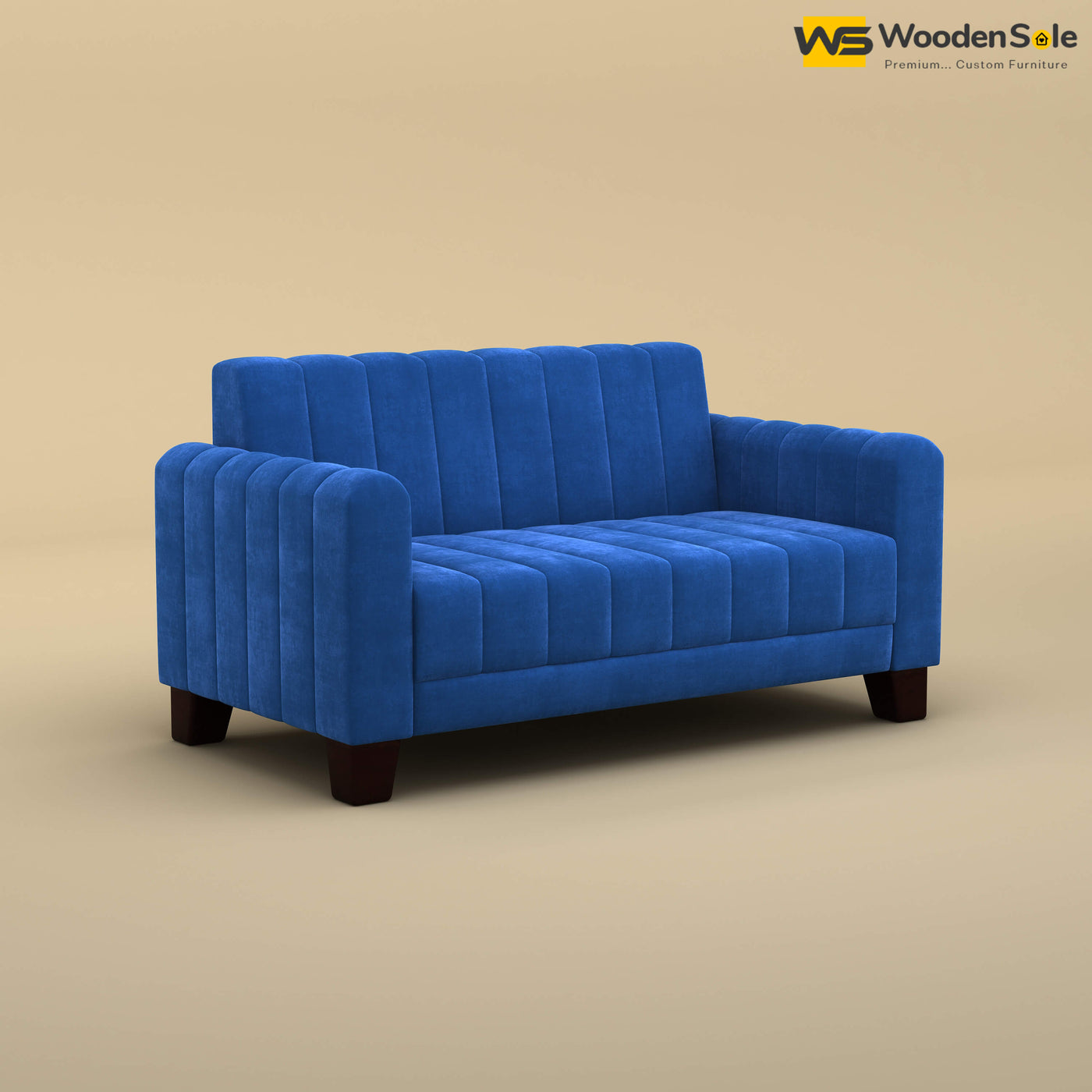 Furo 2 Seater Fabric Sofa (Velvet, Royal Blue)