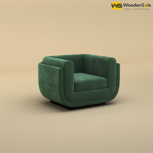 Vedant 1 Seater Fabric Sofa (Velvet, Forest Green)