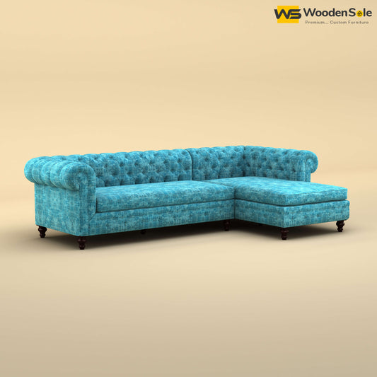 Maharaja L Shaped Sofa (Cotton, Teal Blue)