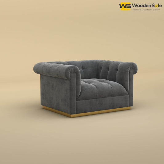 Morrison 1 Seater Fabric Sofa (Velvet, Charcoal Gray)