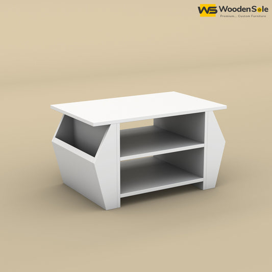 Compact Mango Wood Coffee Table (White Finish)