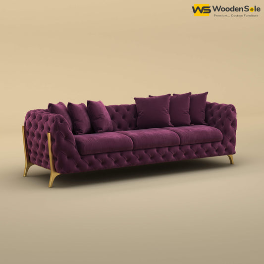 Adhira 3 Seater Premium Sofa (Velvet, Dark Purple)