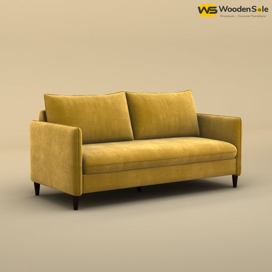 Citron 3 Seater Fabric Sofa (Velvet, Mustard Yellow)