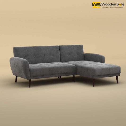 Daisy L Shape Sofa (Velvet, Charcoal Gray)