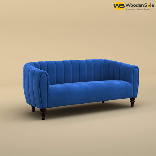 Amaya Three Seater Fabric Sofa (Velvet, Royal Blue)