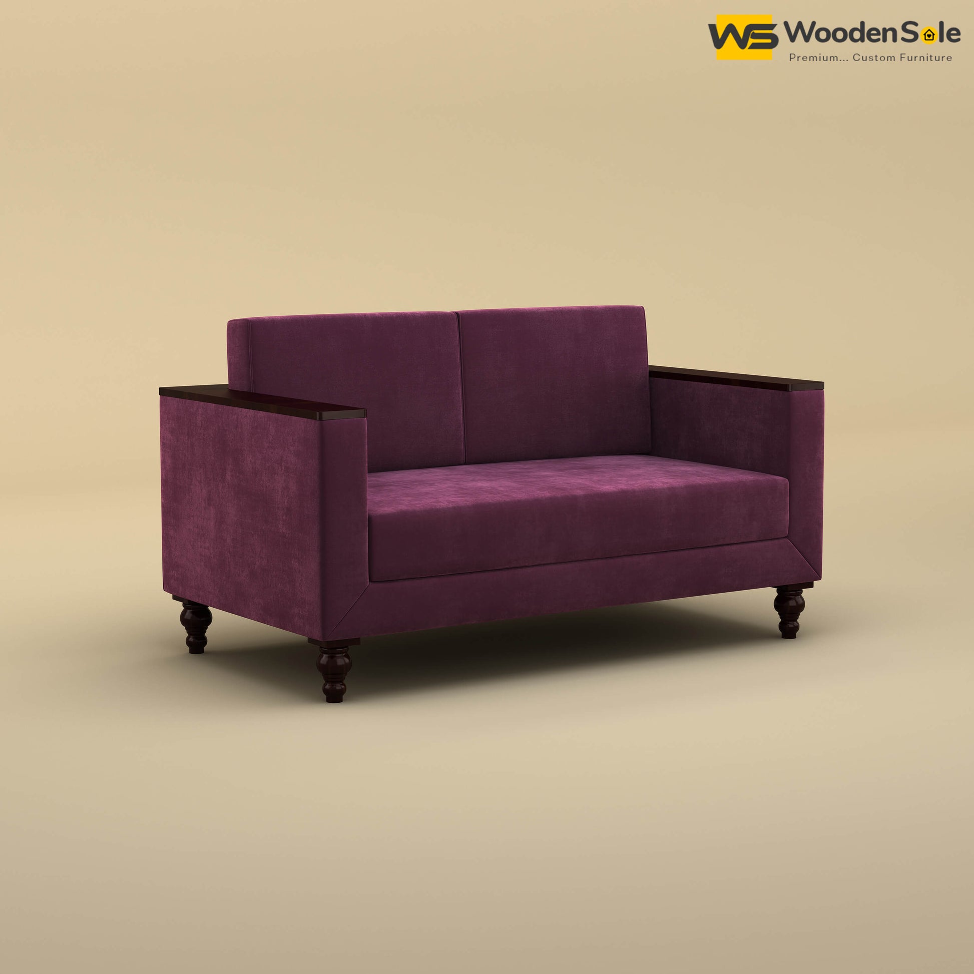 Tivoli 2 Seater Fabric Sofa (Velvet, Dark Purple)