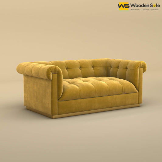 Morrison 2 Seater Fabric Sofa (Velvet, Mustard Yellow)