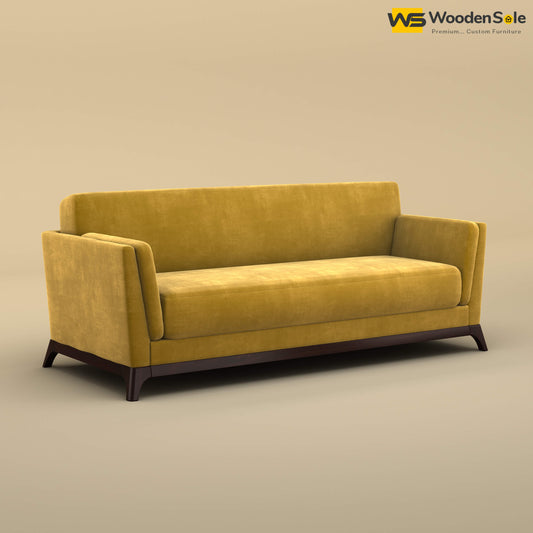 Bruno 3 Seater Sofa (Velvet, Mustard Yellow)