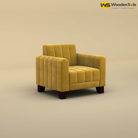Furo 1 Seater Fabric Sofa (Velvet, Mustard Yellow)
