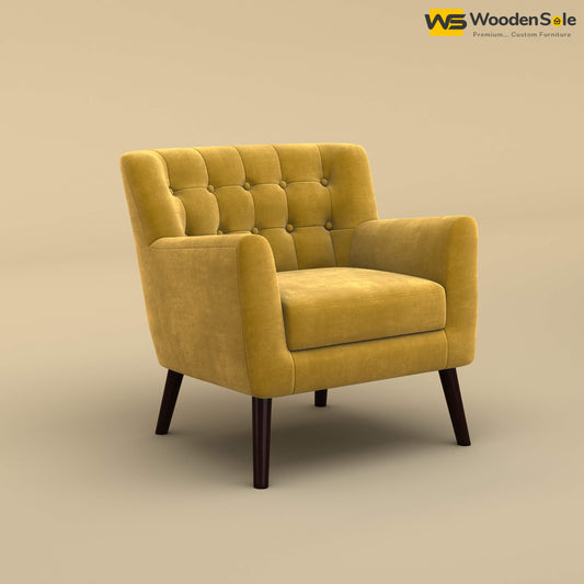 Figo Tufted Lounge Chair (Velvet, Mustard Yellow)