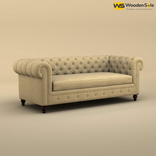 Maharaja Fabric 3 Seater Sofa (Cotton, Faux Cream)
