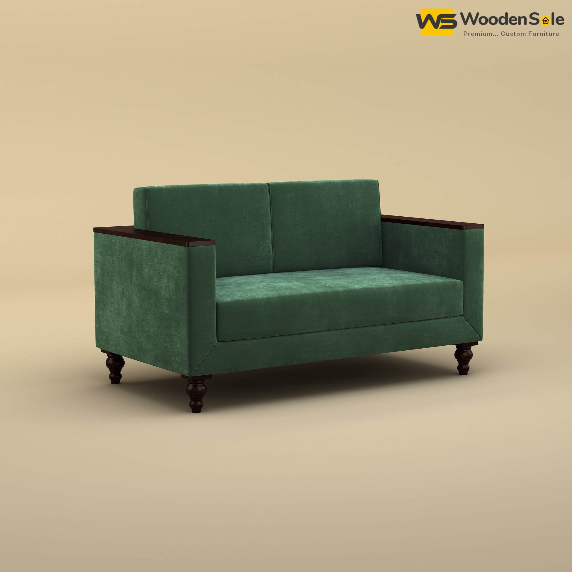 Tivoli 2 Seater Fabric Sofa (Velvet, Forest Green)