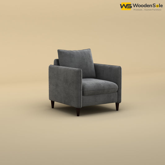 Citron 1 Seater Fabric Sofa (Velvet, Charcoal Gray)