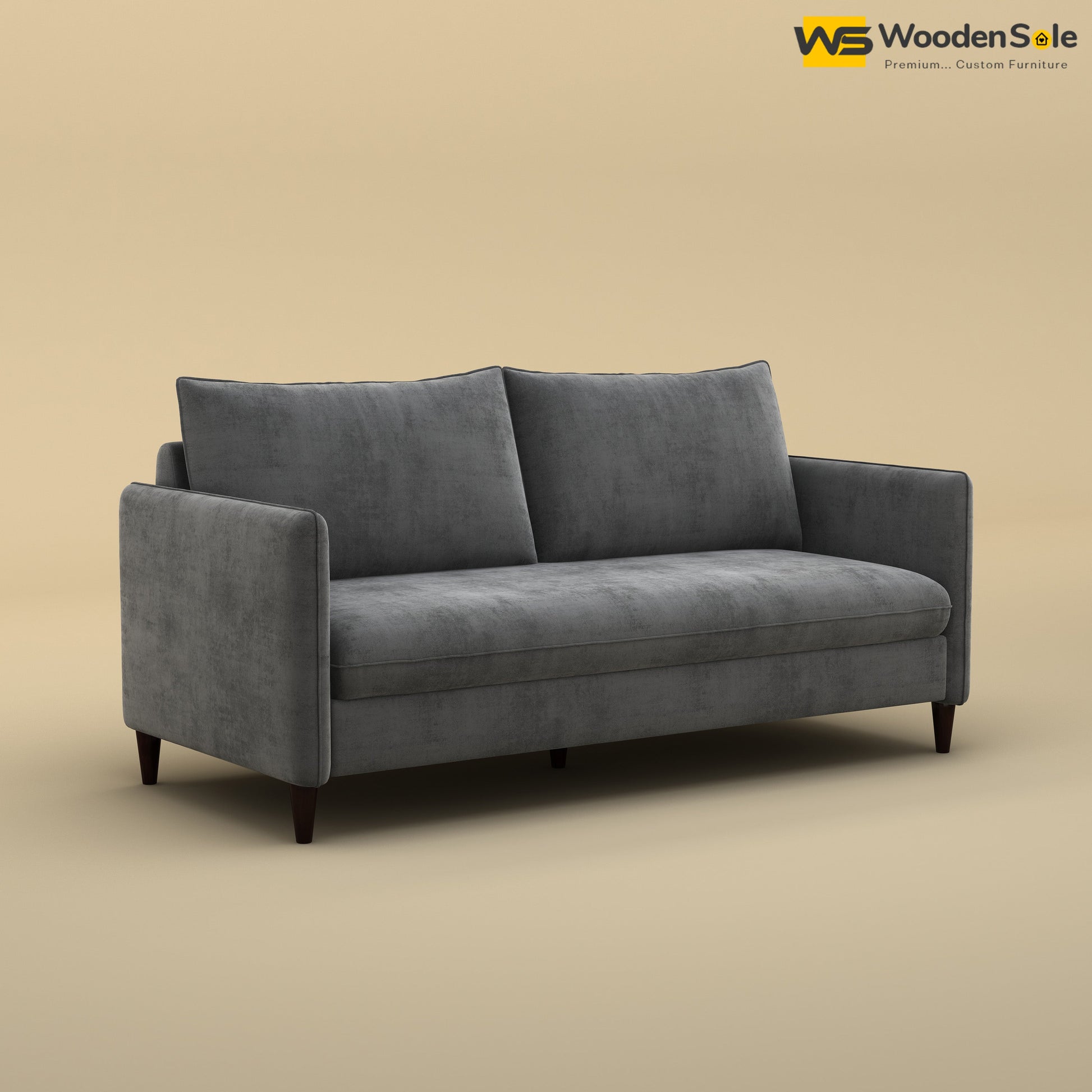 Citron 3 Seater Fabric Sofa (Velvet, Charcoal Gray)