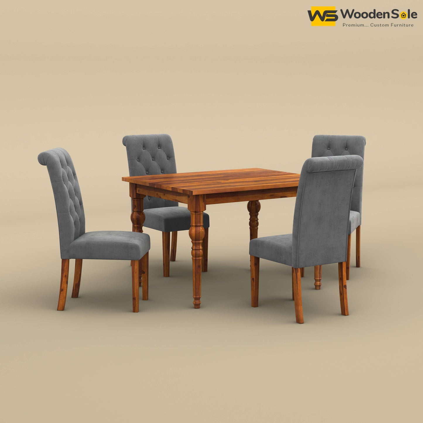 Elliot Dining Table 4 Seater Set (Honey Finish)