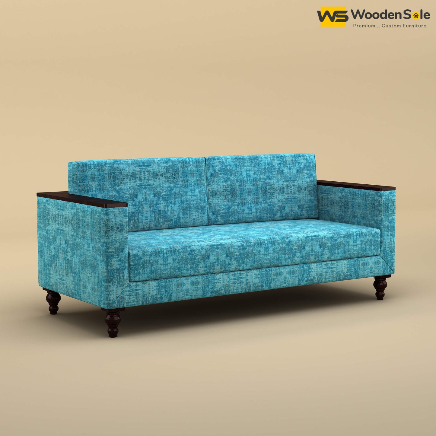 Tivoli 3 Seater Fabric Sofa (Cotton, Teal Blue)