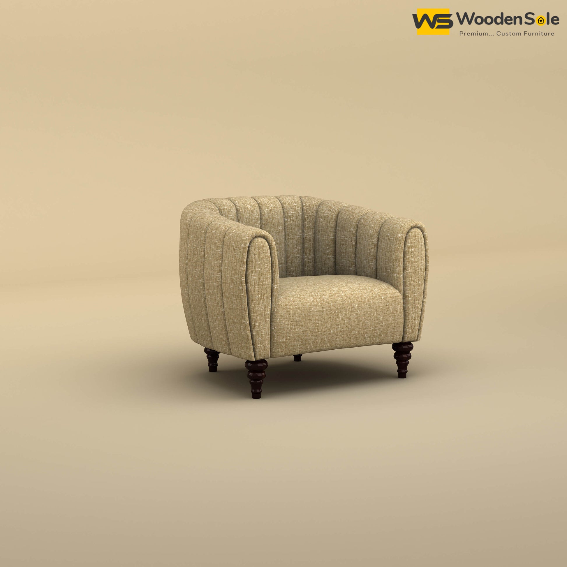 Amaya Single Seater Fabric Sofa (Cotton, Faux Cream)