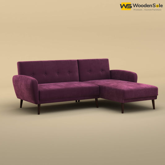 Daisy L Shape Sofa (Velvet, Dark Purple)