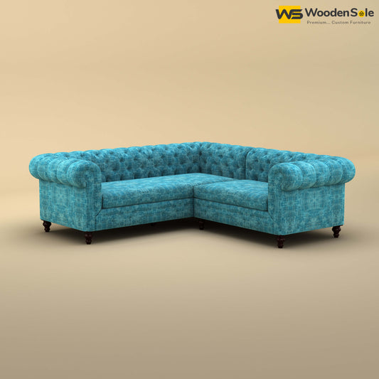 Maharaja Corner Sofa (Cotton, Teal Blue)