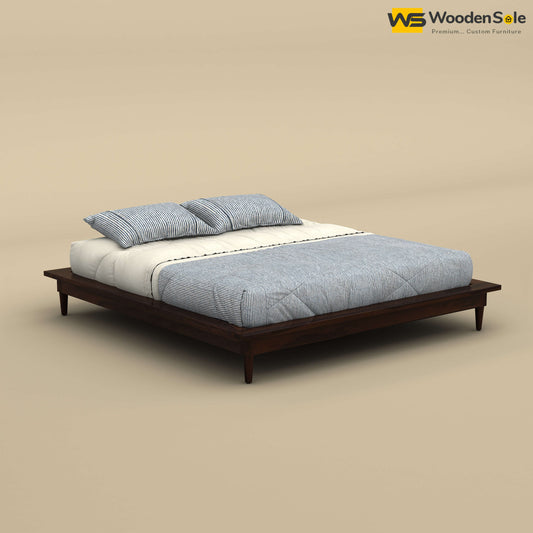 Floora Platform Bed (King Size, Walnut Finish)