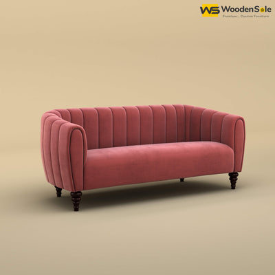 Amaya Three Seater Fabric Sofa (Velvet, Pink)