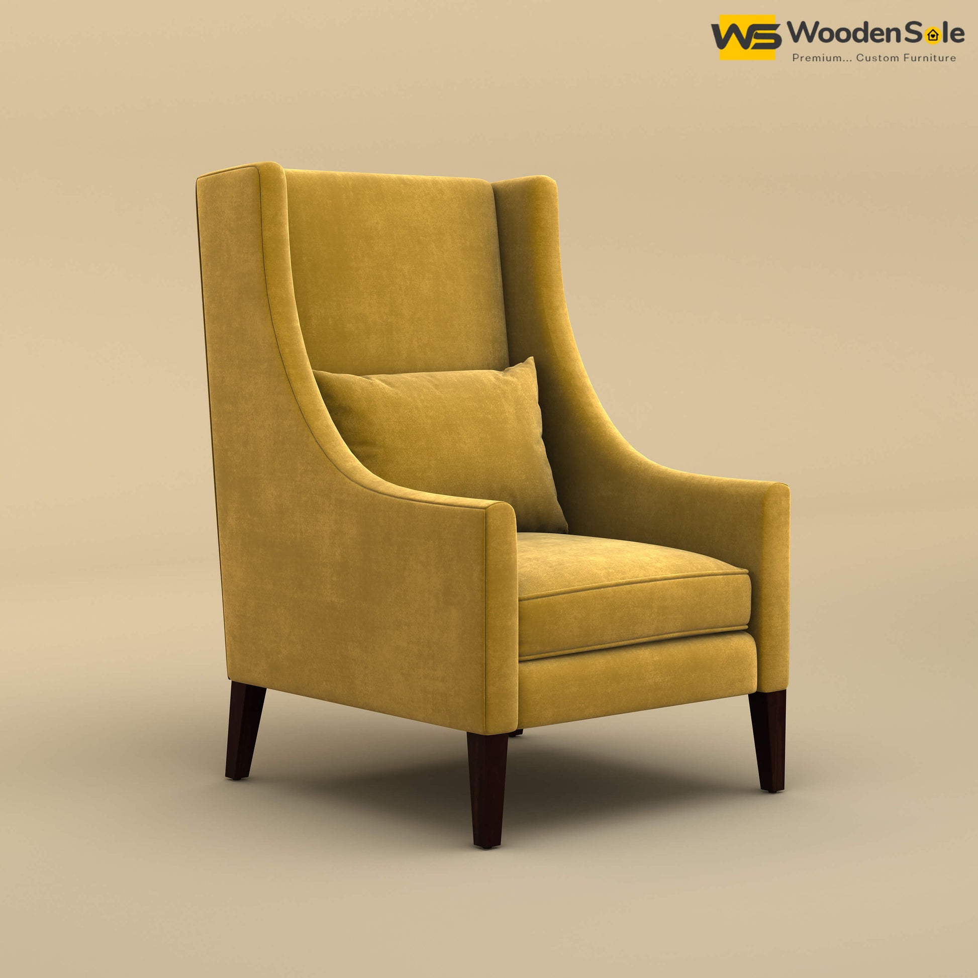 Bonito High Back Lounge Chair (Velvet, Mustard Yellow)