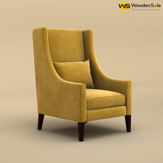 Bonito High Back Lounge Chair (Velvet, Mustard Yellow)