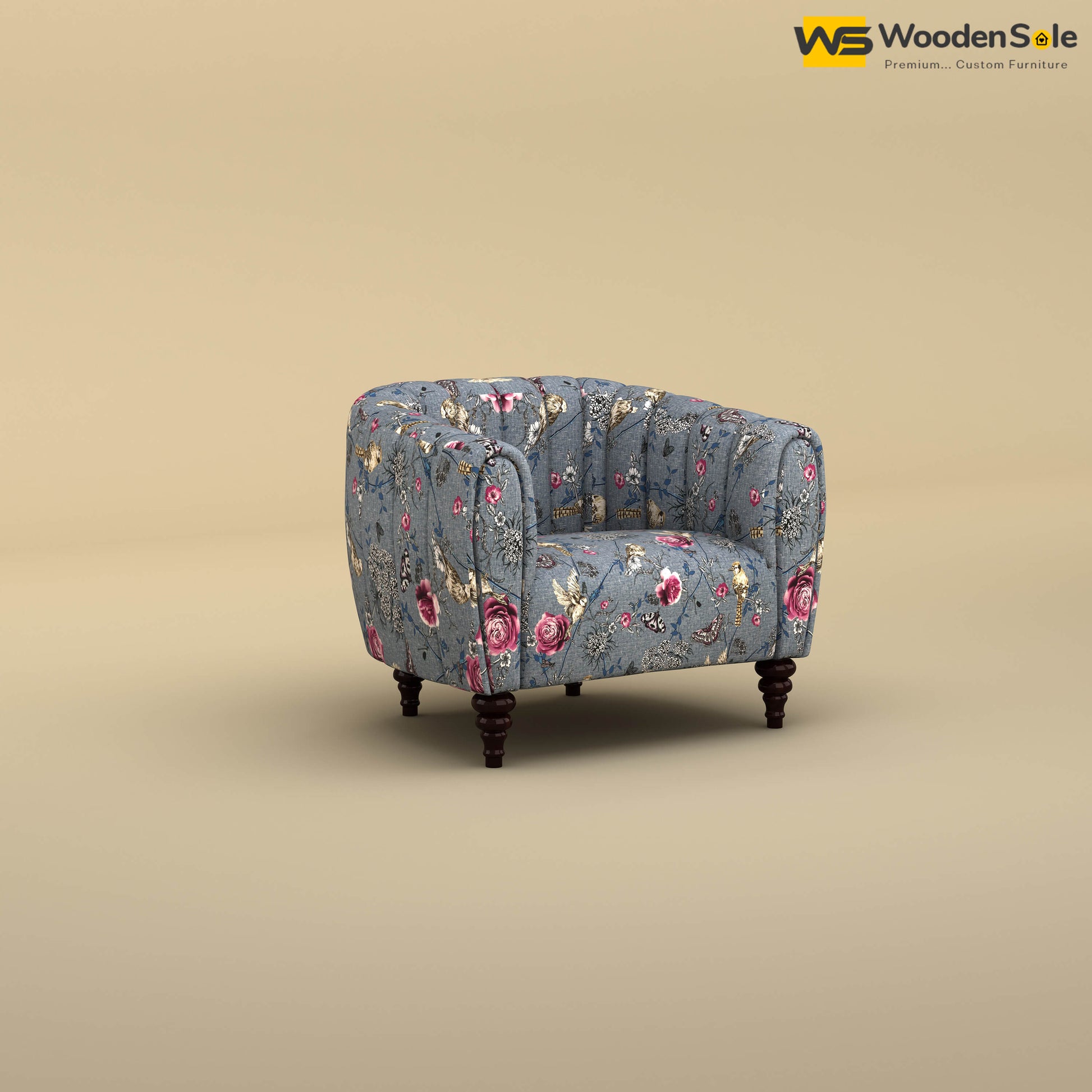 Amaya Single Seater Fabric Sofa (Cotton, Floral Printed)