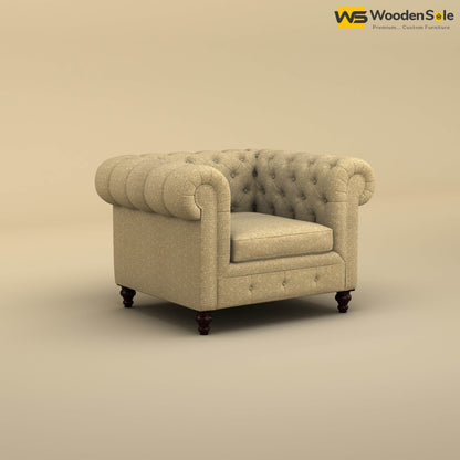 Maharaja Fabric 1 Seater Sofa (Cotton, Faux Cream)