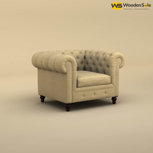 Maharaja Fabric 1 Seater Sofa (Cotton, Faux Cream)