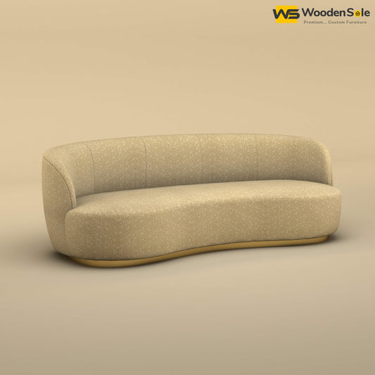Rene Curved Modern 3-Seater Sofa (Cotton, Faux Cream)