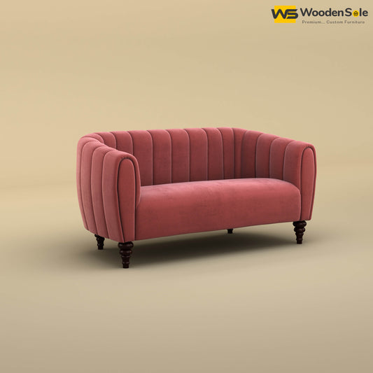 Amaya Two Seater Fabric Sofa (Velvet, Pink)