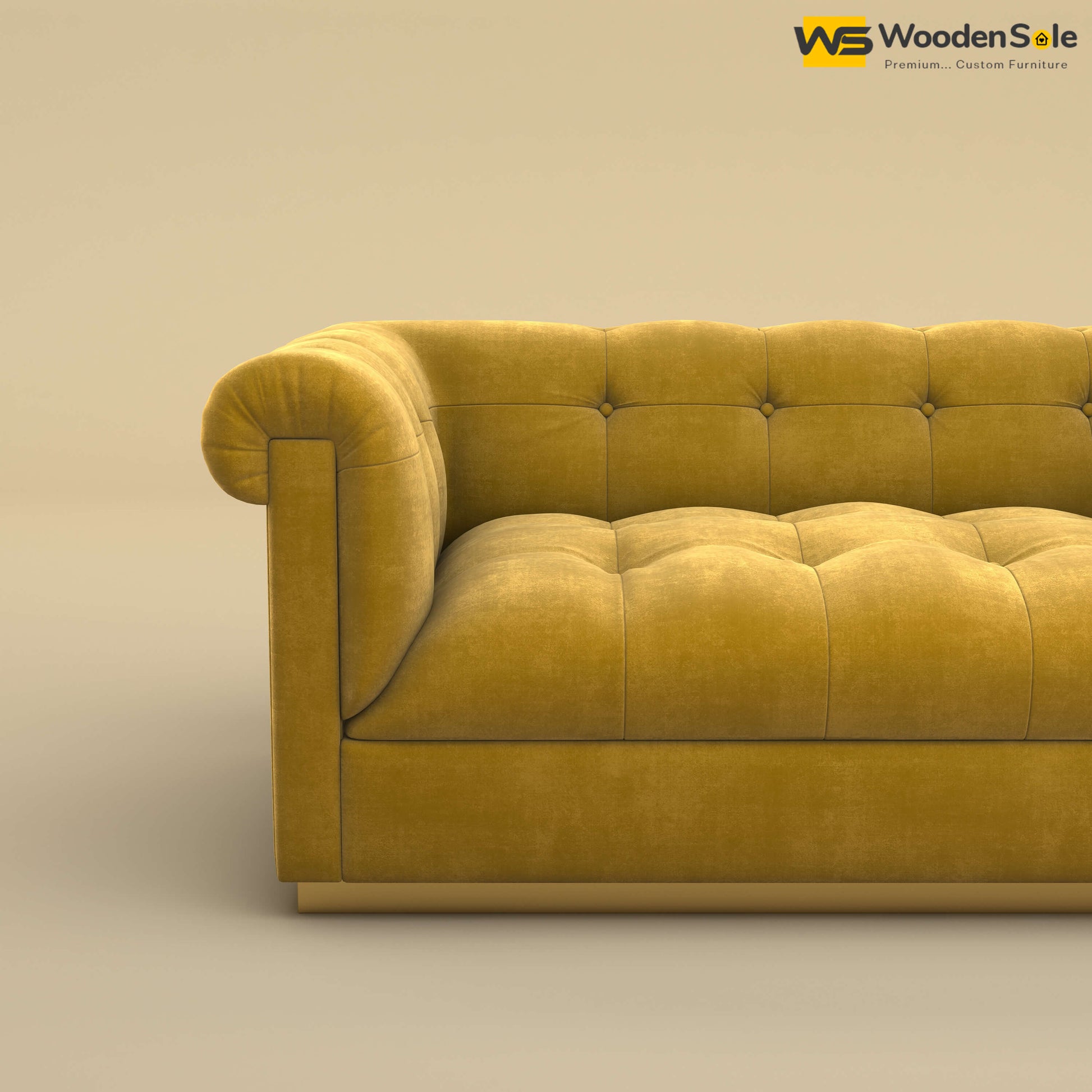 Morrison 2 Seater Fabric Sofa (Velvet, Mustard Yellow)
