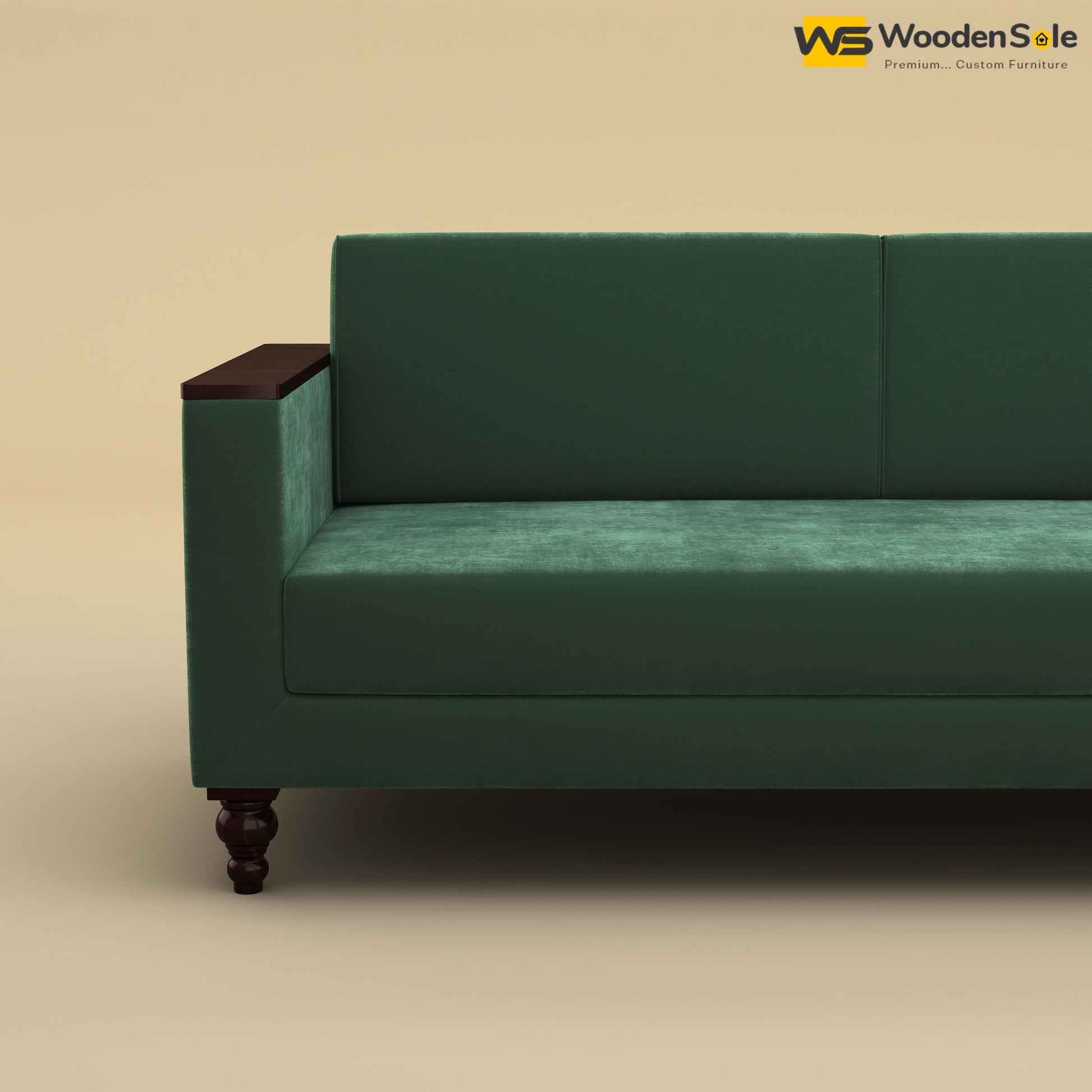 Tivoli 3 Seater Fabric Sofa (Velvet, Forest Green)